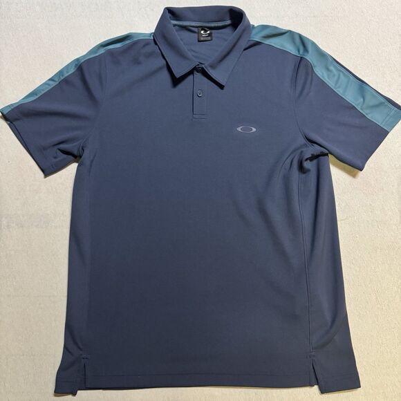 Oakley Men's Medium Short Sleeve Golf Polo Shirt Blue Athletic Gym Casual Y2K - Picture 1 of 9